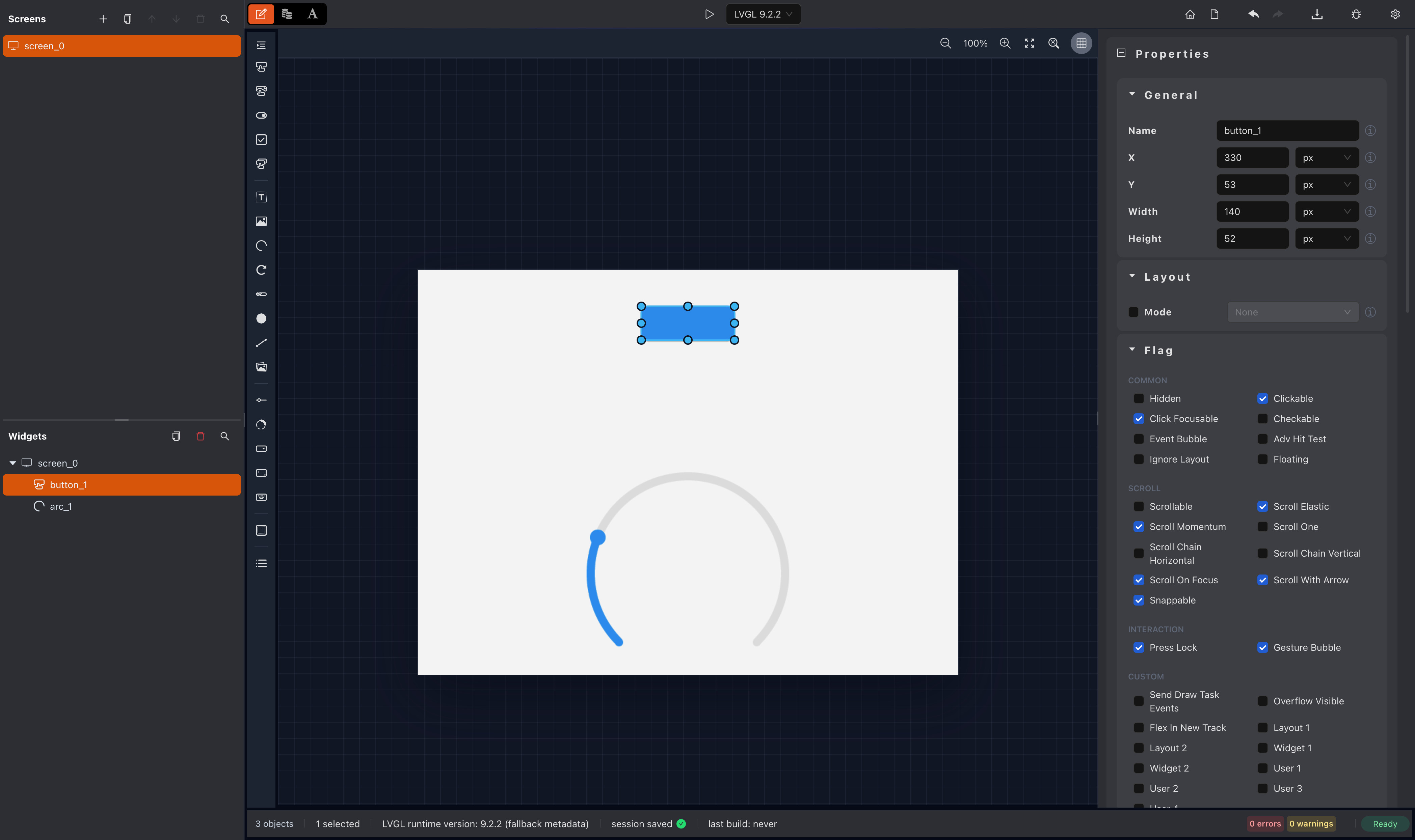 Design time screen size override